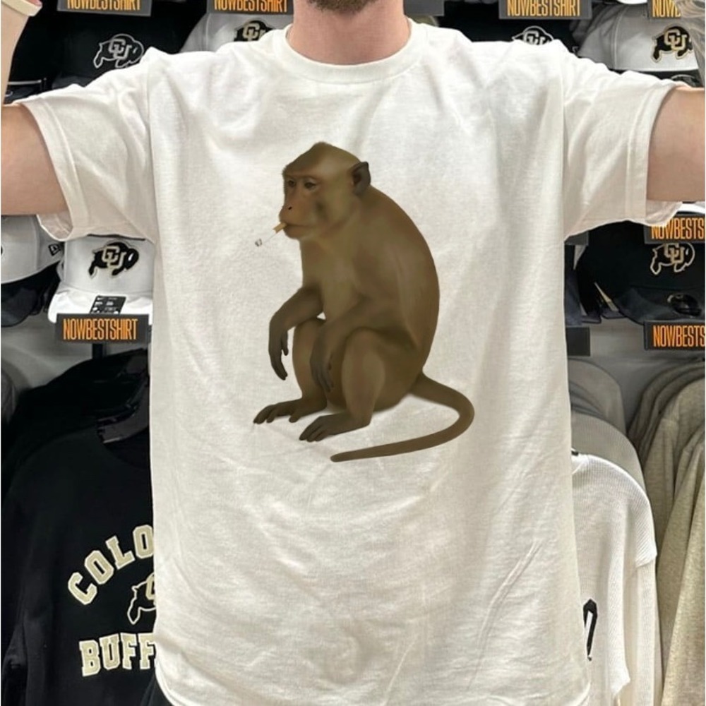 Illegal Civilization Smoking Monkey Graphic T-Shirt White Streetwear Tee